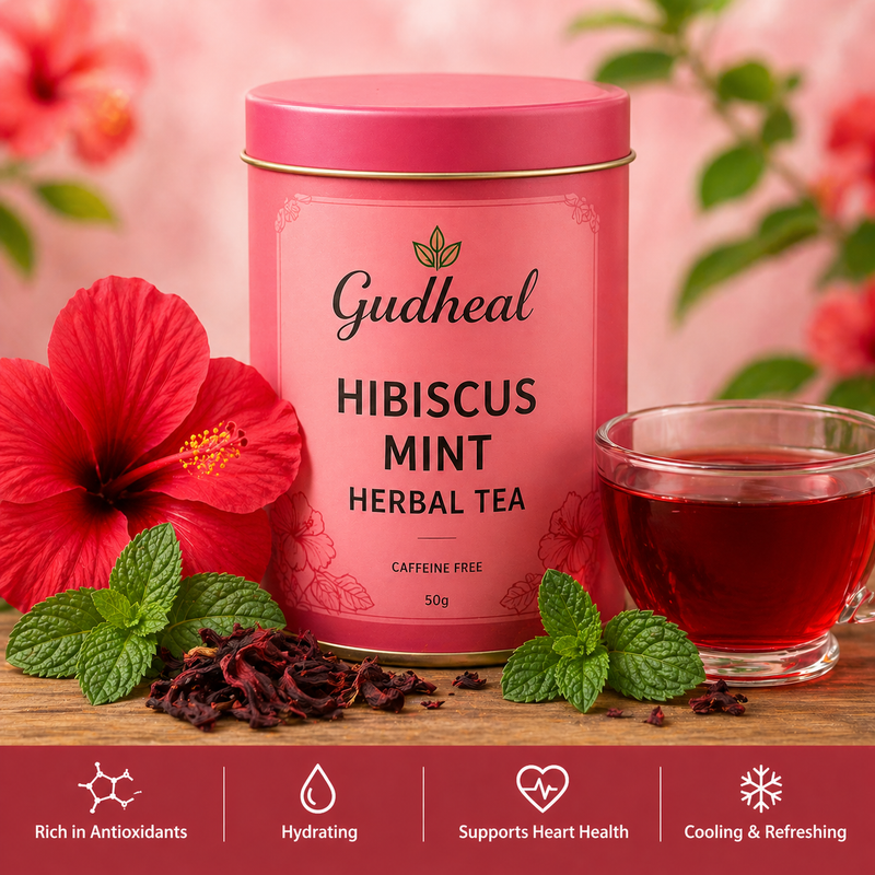 Hibiscus Mint Herbal Tea – Antioxidant & Cooling Blend