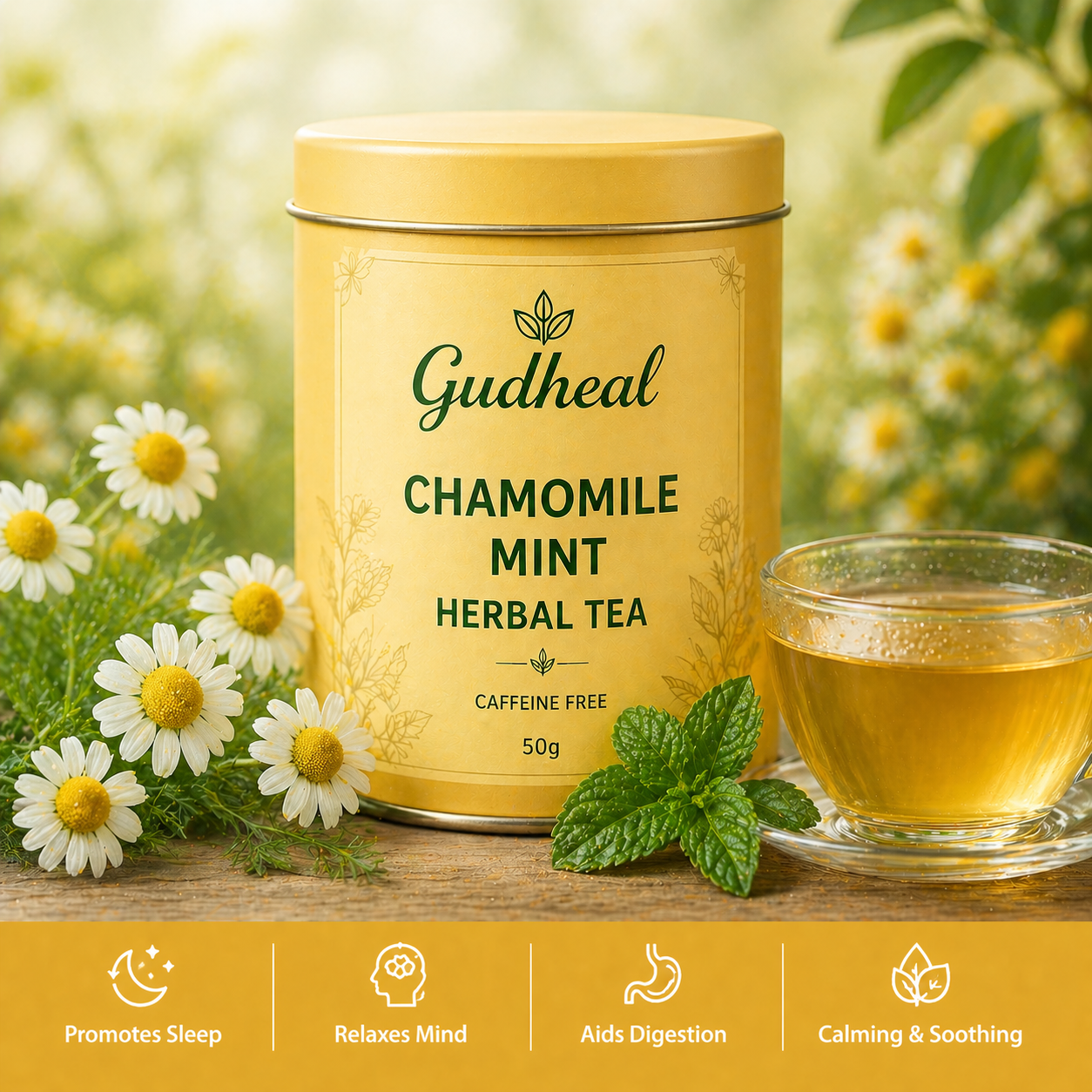 Chamomile Mint Herbal Tea – Relax & Sleep Support Blend