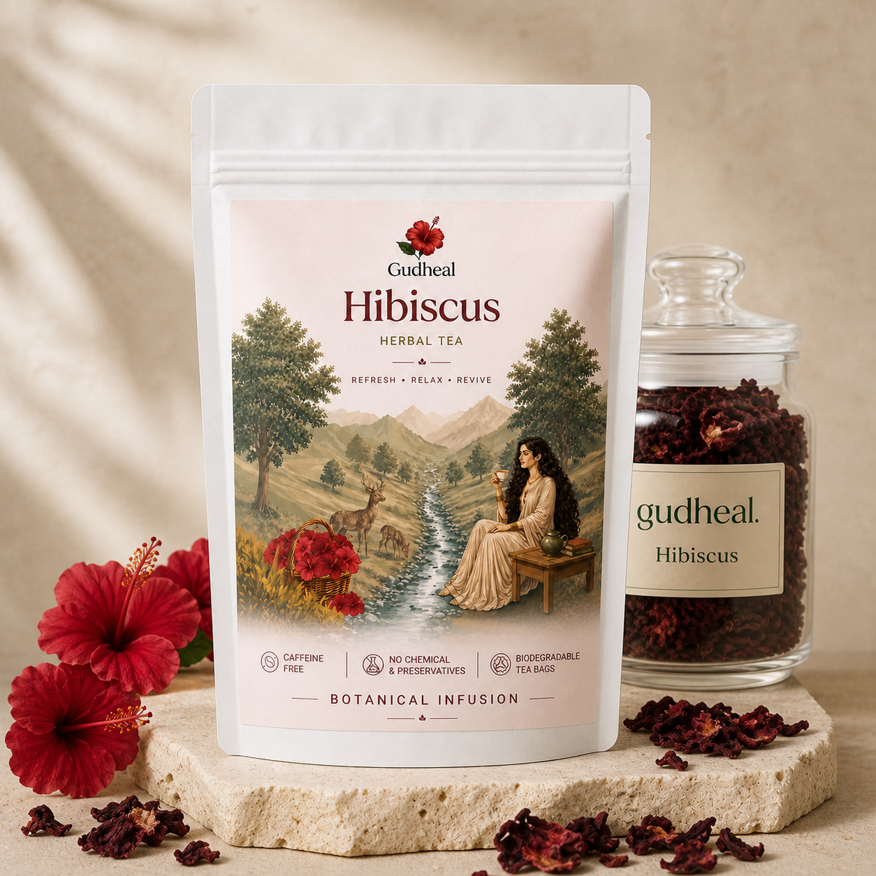 Gudheal Hibiscus herbal tea pouch