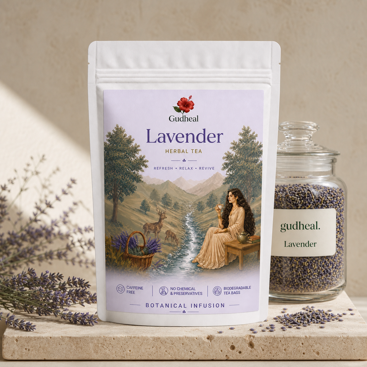 Gudheal Lavender herbal tea pouch